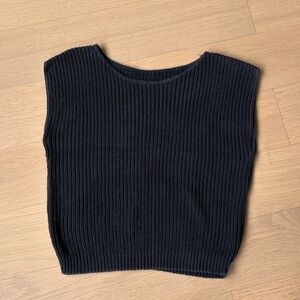 Vintage Navy Ribbed Knit Sleeveless Top
